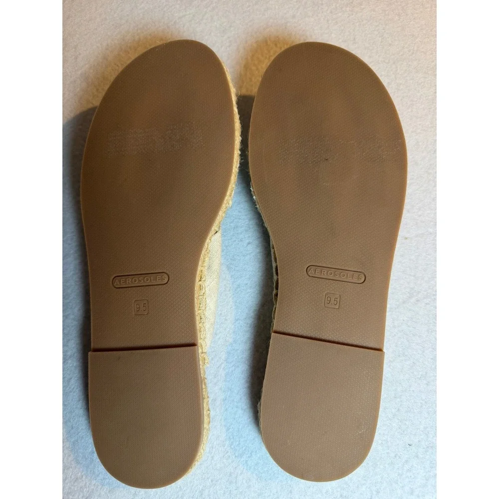 Aerosoles‎ Paramus Gold Metallic Leather Espadrille Slide Sandals Womens 9.5M